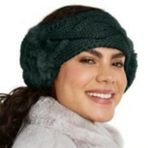 INC : Cable-Knit Headwrap With Faux Fur